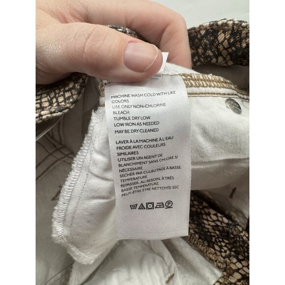 We The Free People Two Tone Shane Print Skinny Jean Women 26 Brown Raw Hem - Picture 5 of 10